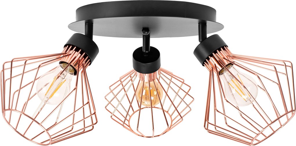 Lampada da soffitto a soppalco tripla in metallo rosa nera APP536-3C