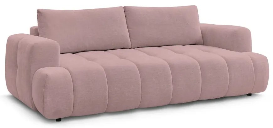 Divano rosa allungabile e con contenitore rivestito in ciniglia 251 cm Fuji – Bobochic Paris