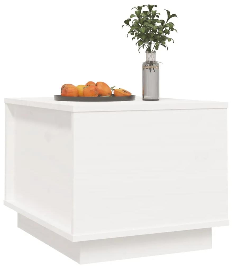 Tavolino da salotto bianco 40x50x35 cm legno massello di pino