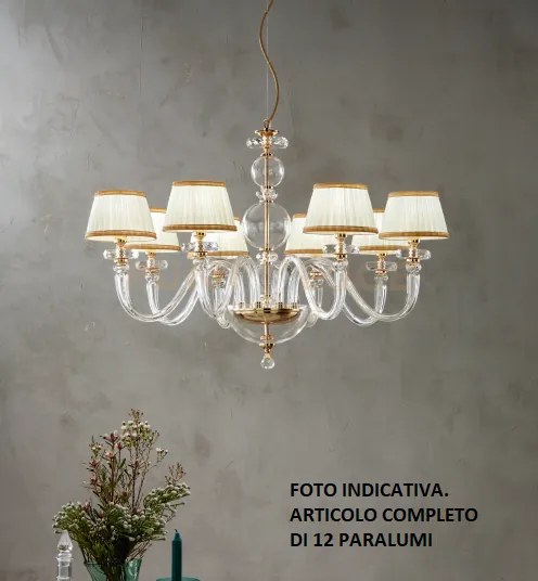 Lampadario bach 12 luci cristallo e finitura oro attacco e14 con pa...