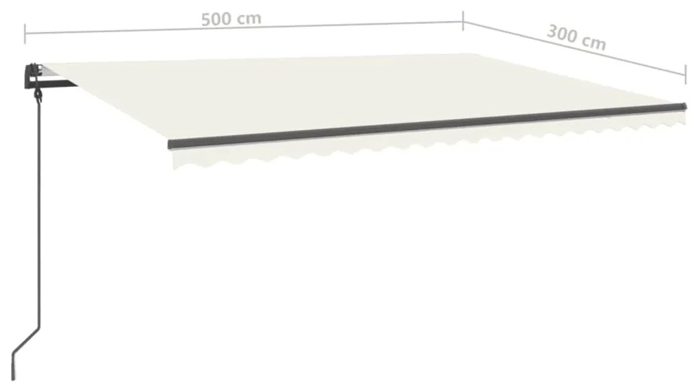 Tenda da Sole Retrattile Manuale con Pali 5x3 m Crema