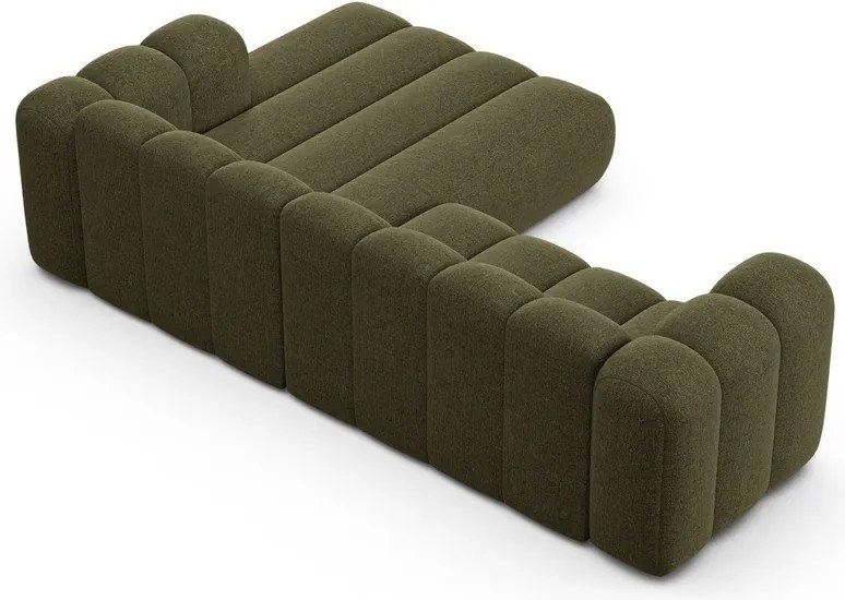 Divano angolare verde (con penisola a destra/con chaise lounge) con rivestimento in ciniglia Lupine – Micadoni