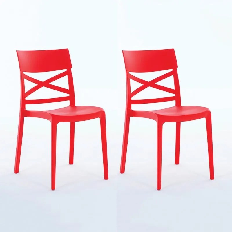 Sedia da giardino London Cross NEW GARDEN rosso, set da 2 pezzi