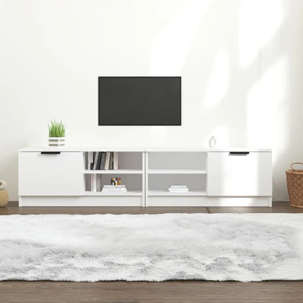 Mobili Porta Tv 2 Pz Bianchi 80x35x36,5 Cm İn Legno Multistrato /