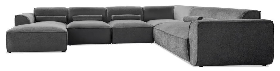 Divano angolare componibile grigio (con penisola a destra/a forma di "U") Flex Felix – Miuform