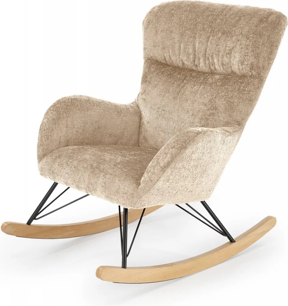 Poltrona a dondolo Castro in tessuto beige - H92 cm