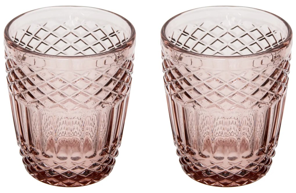 Set 2 bicchieri acqua vetro viola lavorato Amalia