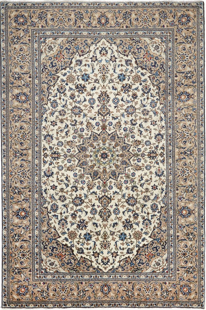 Kashan Tappeto 200 x 300 Beige (Iran) Annodato A Mano
