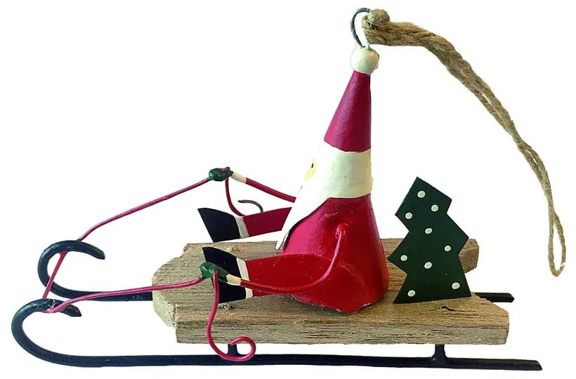 Decorazione natalizia appesa Santa on Wooden Sledge - G-Bork