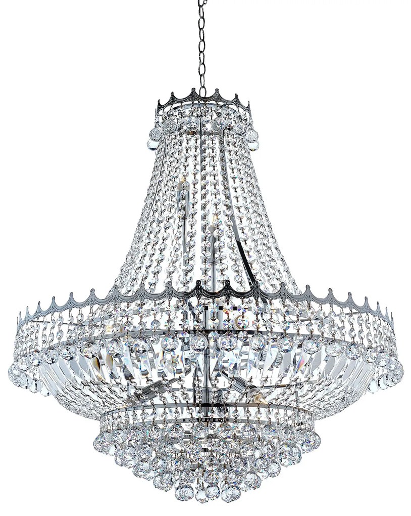 Lampadario Classico Versailles Acciaio Cromo Vetro 13 Luci E14