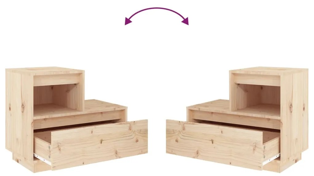 Comodino 60x34x51 cm in Legno Massello di Pino