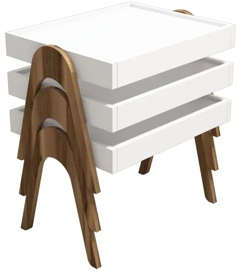 SET 3x Tavolino ROMA bianco/marrone