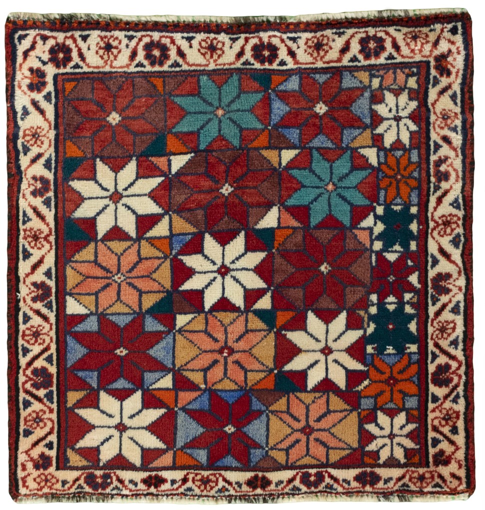 Shiraz Tappeto 60 x 60 Rosso (Iran) Annodato A Mano