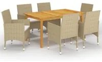 Set Mobili da Pranzo per Giardino 7 pz Beige cod mxl 40021