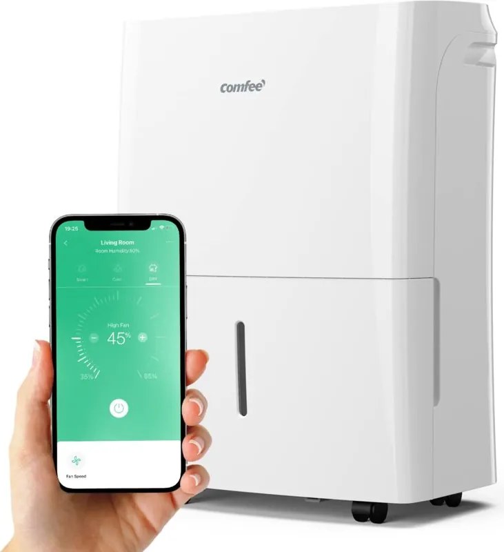 COMFEE' Deumidificatore Casa Muffa 20L/24h, Adatto fino a 40㎡, Tanica da 3L, Deumidificazione Smart, Controllo WiFi, Compatibile con Alexa, Ruote