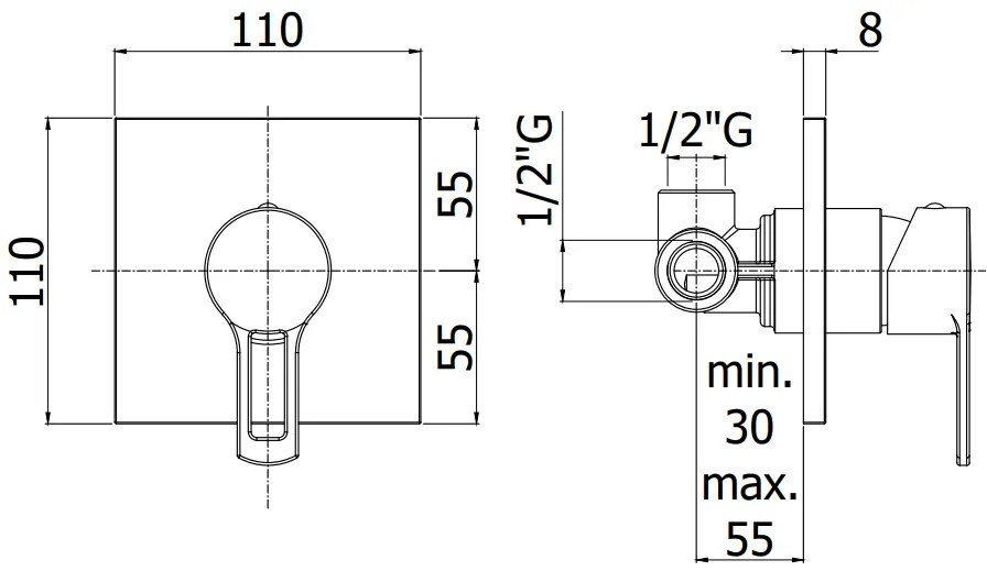 Paffoni Ringo Rin010no/m Miscelatore doccia Incasso 1 Utenza Senza Deviatore Piastra Inox Nero Opaco