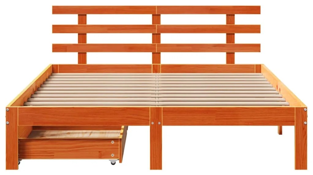 Giroletto con cassetti marrone cera 160x200 cm massello pino