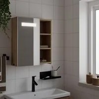 Armadietto Bagno con Specchio e LED Rovere 45x13x52 cmcod mxl 107408