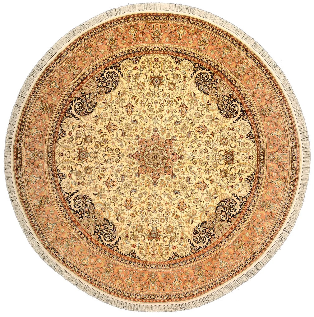 Cashmere Silk Tappeto 210x210 Beige (Indian) Annodato A Mano