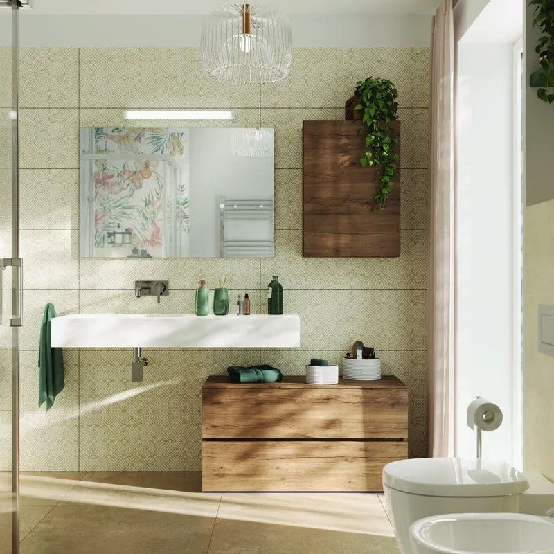 Mobile da bagno sotto lavabo Barrik marrone L 100 x H 53 x P 46 cm 2 cassetti, lavabo non incluso