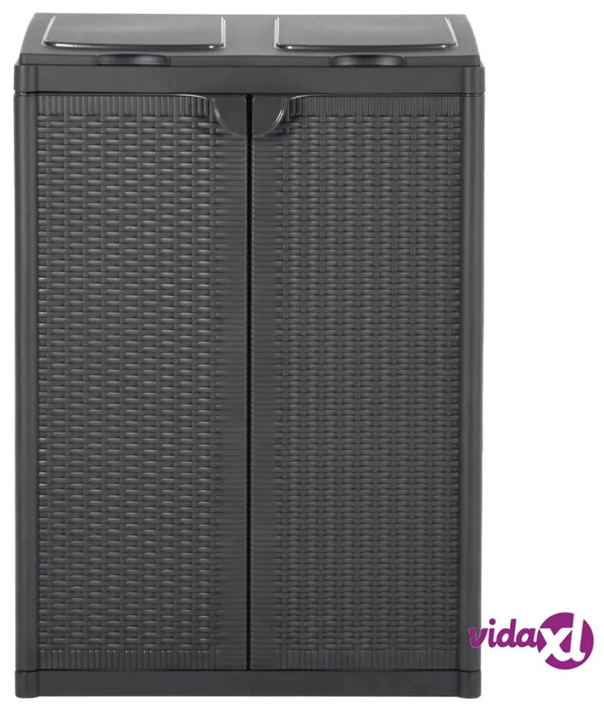 vidaXL Pattumiera con 2 Ante Nera 65x45x88 cm in PP
