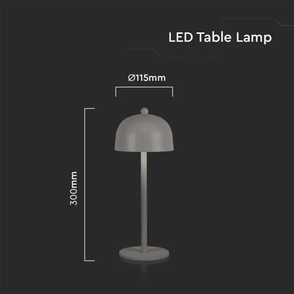 Lampada da tavolo LED dimmerabile ricaricabile 1W 5V 3000-6000K 1800mAh grigia