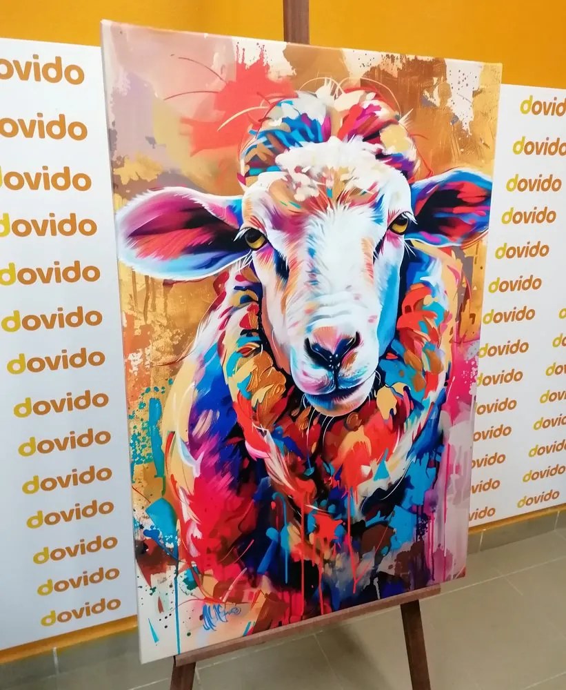 Quadro su tela – Pecora con imitazione di pittura