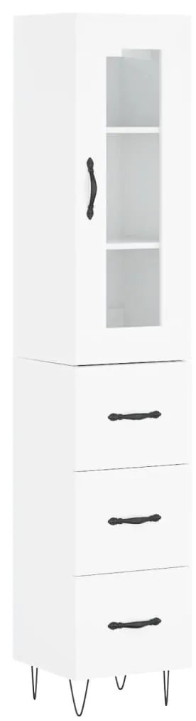 Credenza 34,5x34x180 cm in legno multistrato bianco lucido