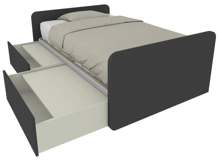 864C - Letto cameretta 120x190 1piazza e mezza con cassettoni estraibili e testate personalizzabili.Rete inclusa