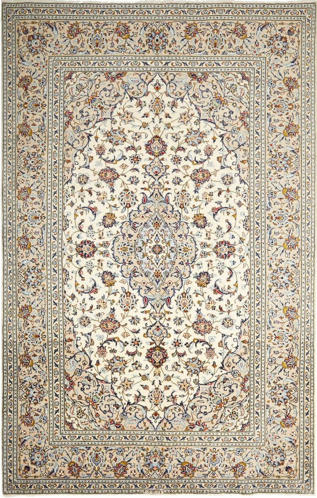 Kashan Tappeto 310x200 Beige (Iran) Annodato A Mano