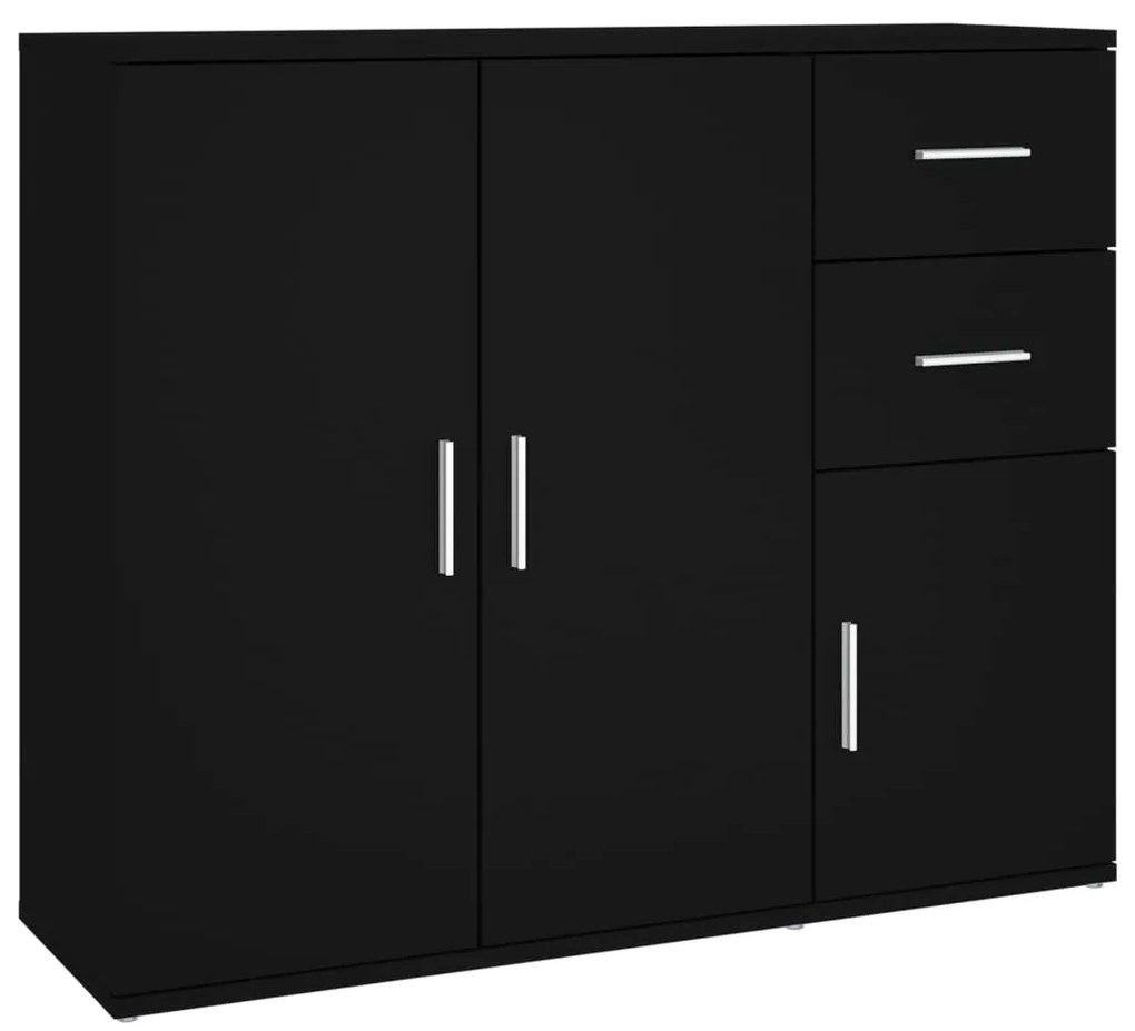 Credenza nera 91x29,5x75 cm in legno multistrato