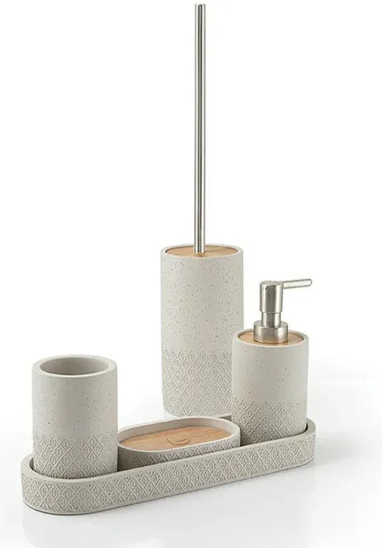 Set bagno dispenser sapone e porta spazzolino grigio Afrodite