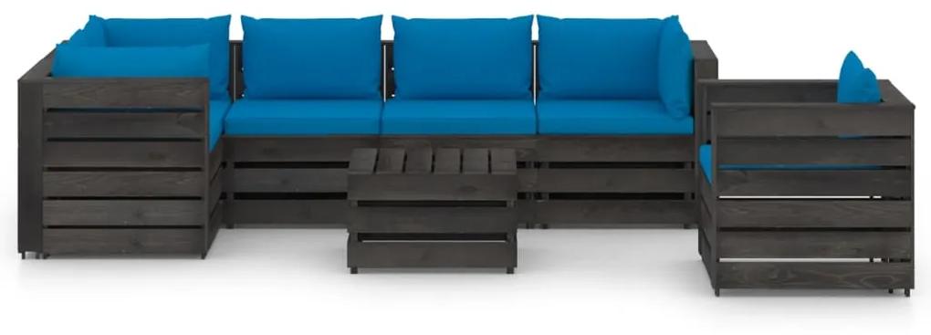 Set divani da giardino con cuscini 7 pz legno impregnato grigio
