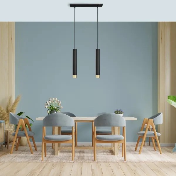 LED Lampadario a sospensione con filo TUBA 2xGU10/4,8W/230V nero/oro