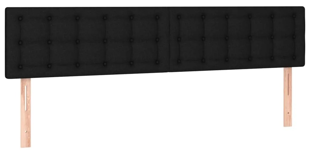 Testiera a led nera 180x5x78/88 cm in tessuto