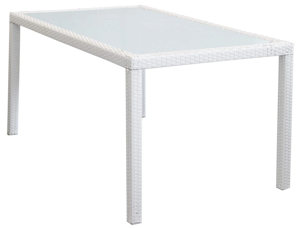 AXONA - tavolo intreccio in rattan sintetico e vetro