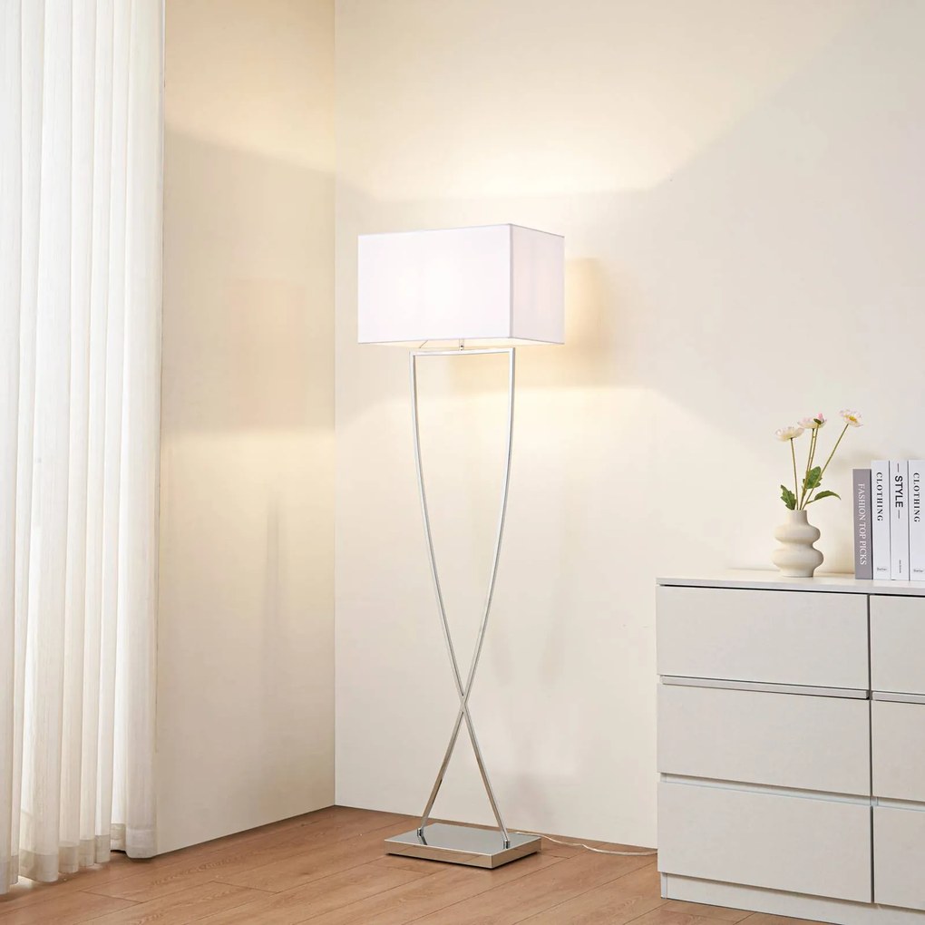 Lampada da terra Evaine Lucande, Bianco / Opale, Soggiorno / Sala da pranzo, Metallo, Moderno, Lampada da terra