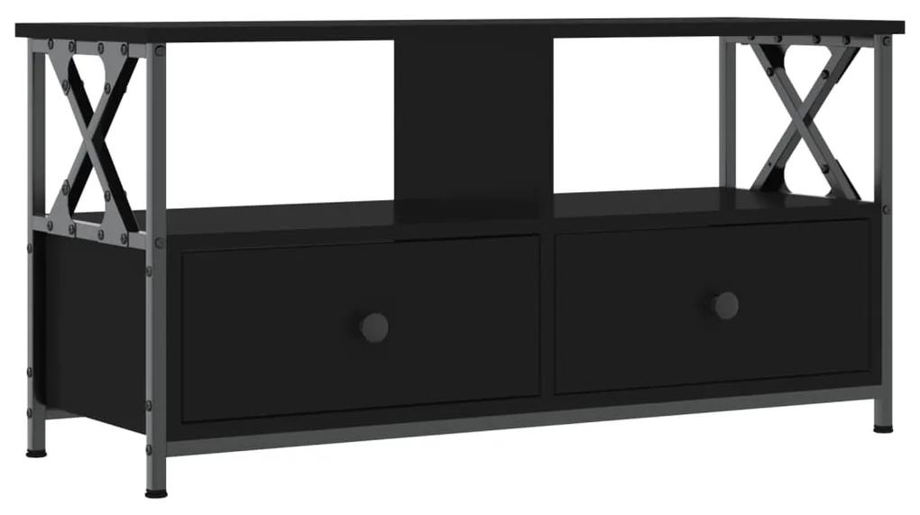 Mobile porta tv nero 90x33x45 cm in legno multistrato e ferro