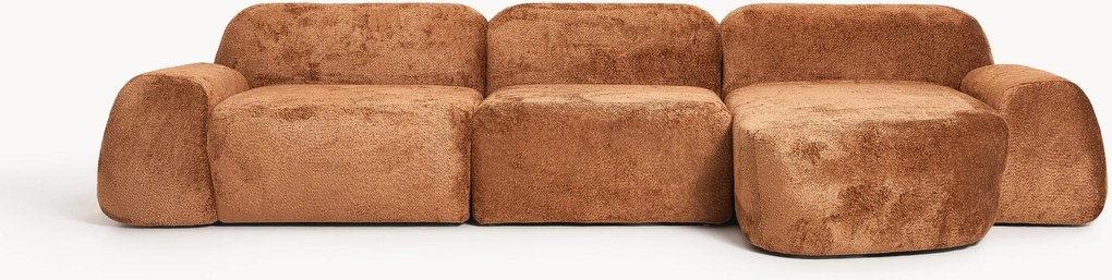 Divano angolare componibile 4 posti in teddy bouclé Wolke