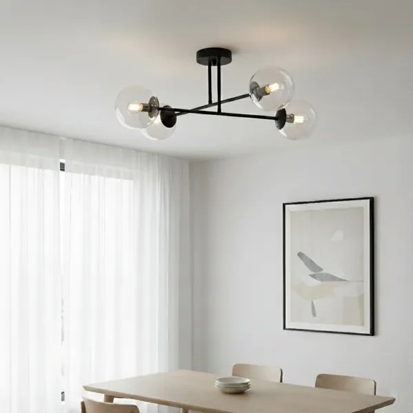 Brilagi - Lampadario da soffitto MALIVA 4xE14/15W/230V nero/trasparente