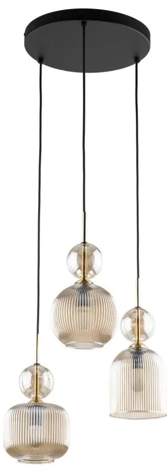 Lampadario a sospensione SOPHIA 3xE14/10W/230V nero/beige fumé