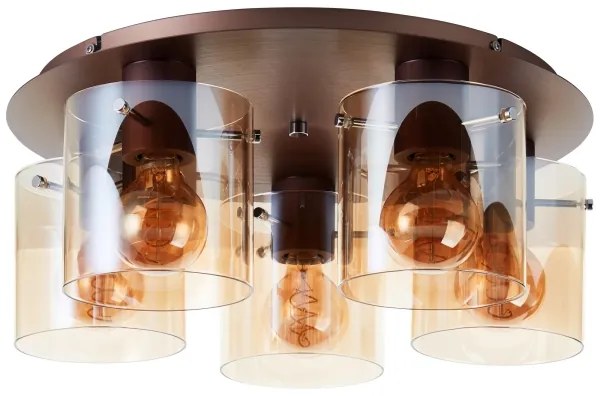 Brilliant - Plafoniera PETJE 5xE27/40W/230V Ø 52 cm marrone/fumé
