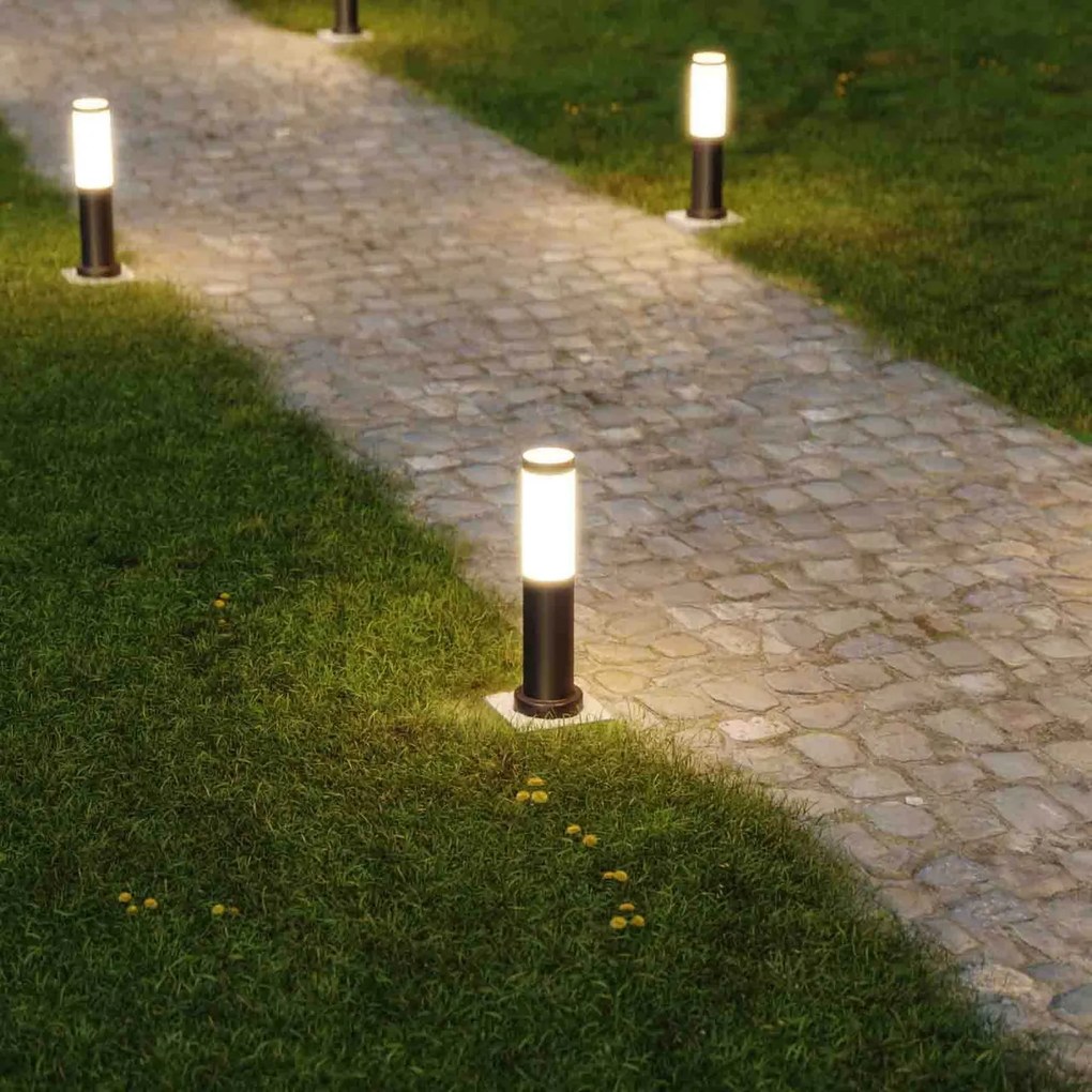 Paletto da Giardino 40cm Acciaio Inox NERO IK06 IP54 base E27