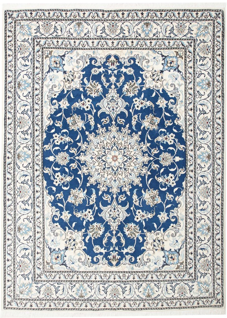 Nain Tappeto persiano 150x200 Blu (Iran) Annodato A Mano