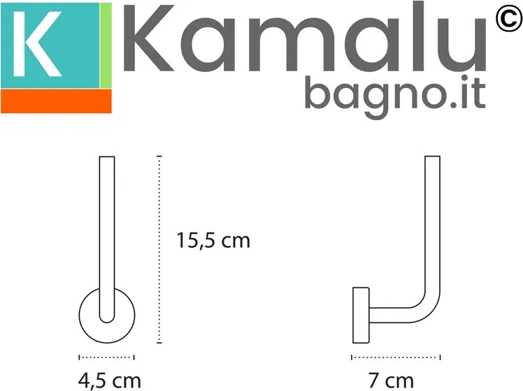 Kamalu - Portarotolo verticale in acciaio inox satinato installazione a muro | Monde-S