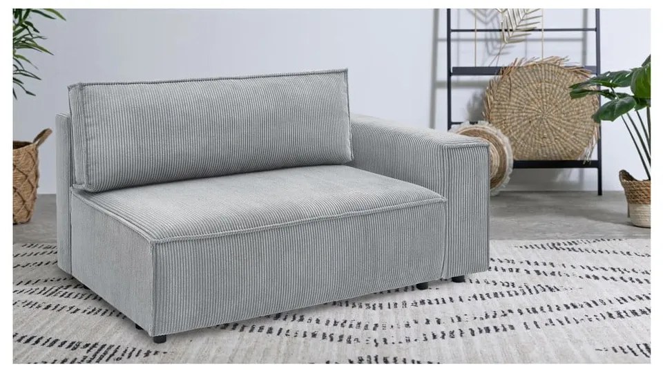 Modulo divano in velluto a coste grigio chiaro, angolo destro Nihad modular - Bobochic Paris