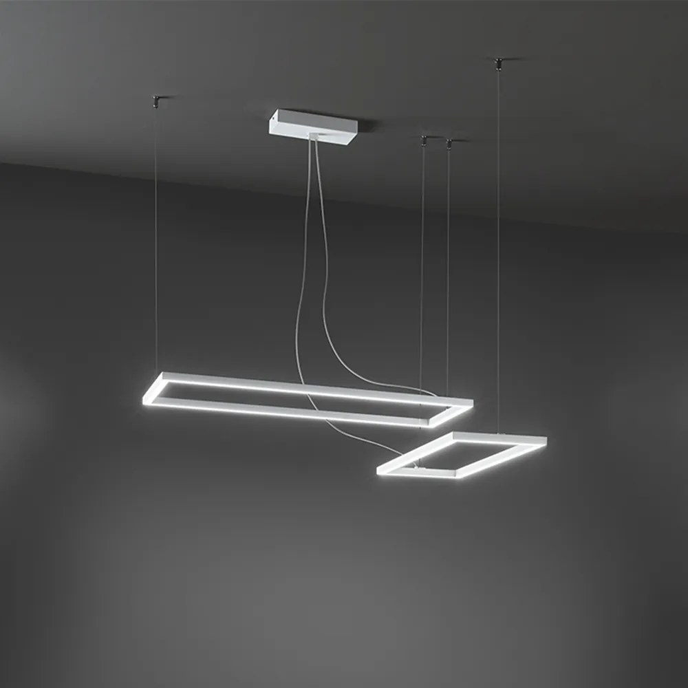 Lampadario In Alluminio Moderno Cross Bianco Led