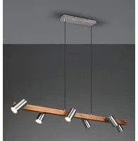 Sospensione Isola Legno 6 Spot Nichel Cilindrici Orientabili Marley Trio Lighting