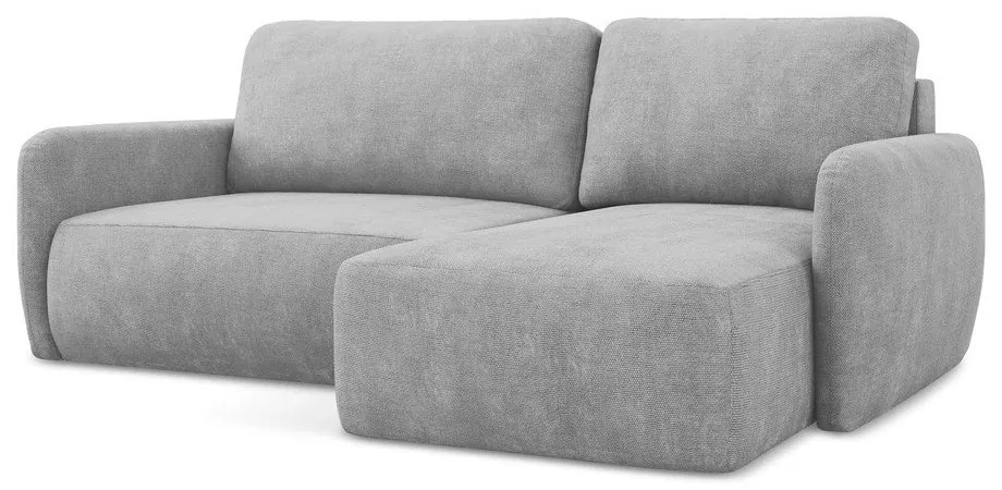 Divano angolare grigio chiaro allungabile/con contenitore (con penisola a destra/con chaise lounge) con rivestimento in ciniglia Lilo – Makamii