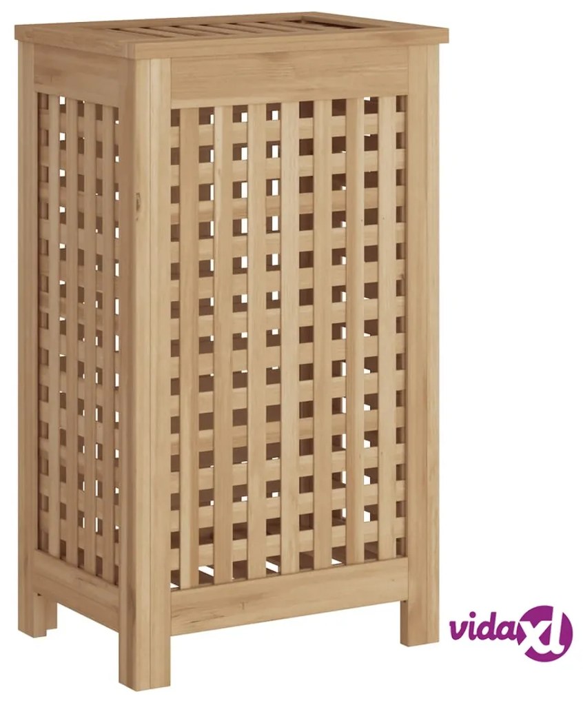 vidaXL Cesto del Bucato 35x25x60 cm in Legno Massello di Teak